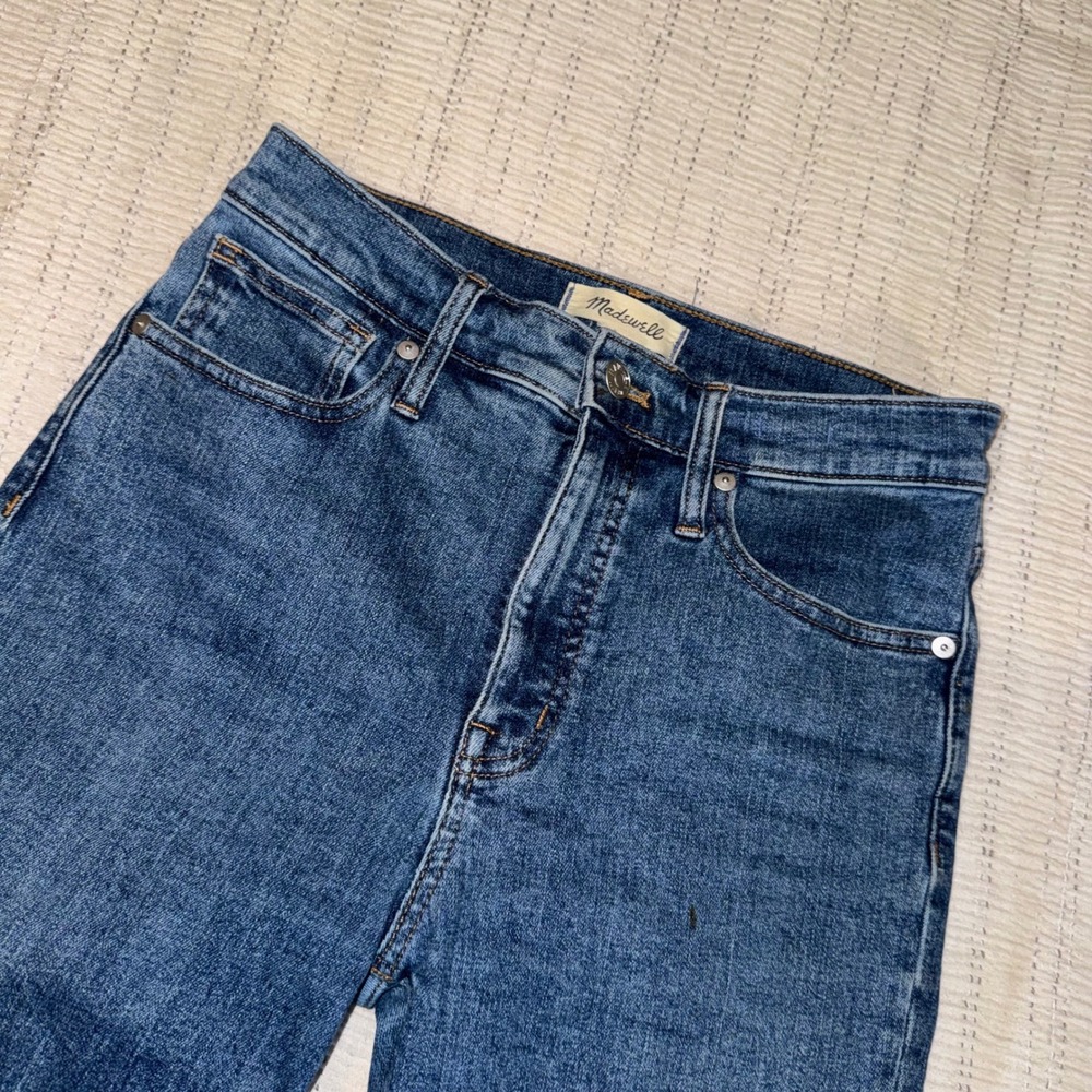 Madewell Stovepipe Full-Length Jeans High Rise Straight Leg Blue Size 26 Slit
